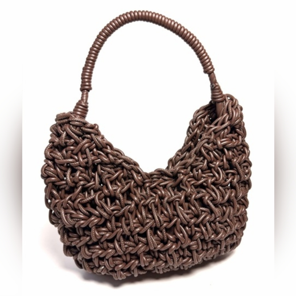 Zara Chocolate Brown Braided Shoulder Bag - Picture 2 of 11